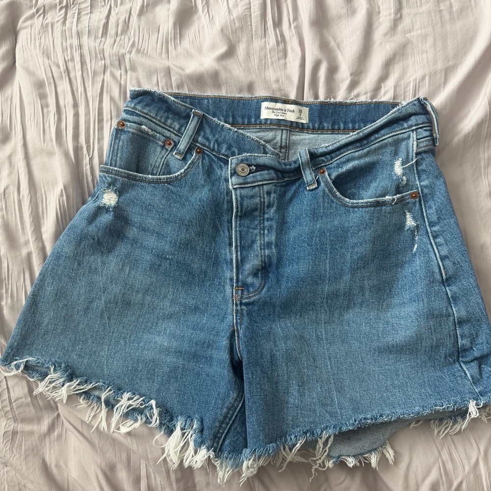Abercrombie & Fitch Distressed Blue Denim Shorts